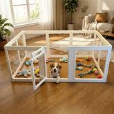 SENTORYY transparent dog playpen shows a clear view for calmer, connected indoor time.