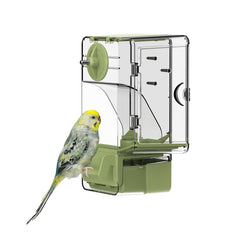 Septillar alimentador automático para pájaros con percha exterior, fácil de usar.