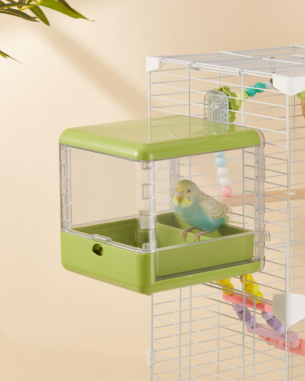 Septillar bird feeder bath attached to cage for small to medium birds