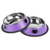 Serentive 2 Pcs non-slip stainless steel cat bowls 7oz set ready for daily meals