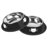 Serentive 2pcs non-slip stainless steel cat bowls with 7oz capacity for daily meals.