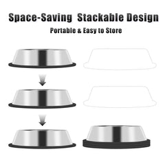 Serentive stackable 13oz bowls set designed for easy storage in multi-pet households.