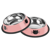 Serentive two-pcs non-slip stainless steel cat bowls provide stable feeding.