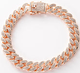 Serijoars diamond Cuban-link collar 13mm rose gold 16in on dog, eye-catching daily wear.