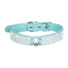 Serijoars small dog collar rhinestone crystal light blue adds sparkle for everyday walks and photo moments