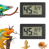 Serundo Auto reptile thermometer front view with dual readout for terrarium monitoring.