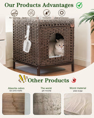SETVSON cat litter box enclosure interior with litter mat reduces mess around the cabinet