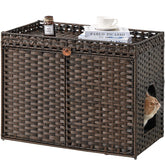 SETVSON cat litter enclosure front view hides litter while blending with decor