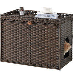 SETVSON cat litter enclosure front view hides litter while blending with decor