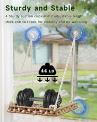 SETVSON cat window perch handwoven PE rattan weave provides breathable comfort for indoor lounging.