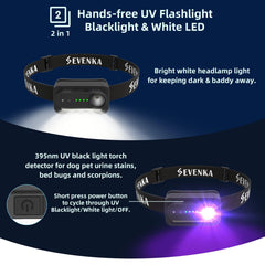 SEVENKA headlamp side view with adjustable band for hands-free wear.