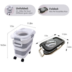 SEWIU collapsible pet storage bin saved space when not in use.