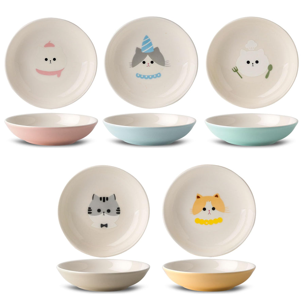Seyatoo ceramic cat bowls set wide view shows whisker-friendly design for easy feeding.