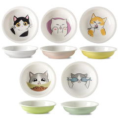 Seyatoo ceramic cat bowls wide 5.7 inches for whisker-friendly meals