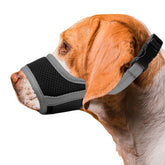 Seyezo dog muzzle close-up showing soft breathable mesh for comfortable wear on daily walks