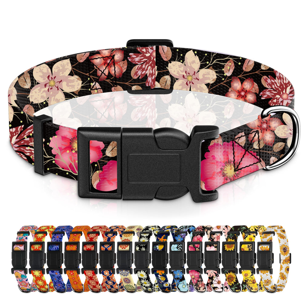 Seyezo floral dog collar buckle for secure everyday wear.