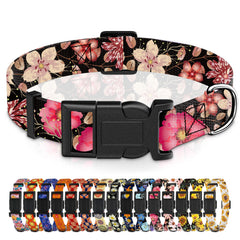 Seyezo floral dog collar buckle for secure everyday wear.
