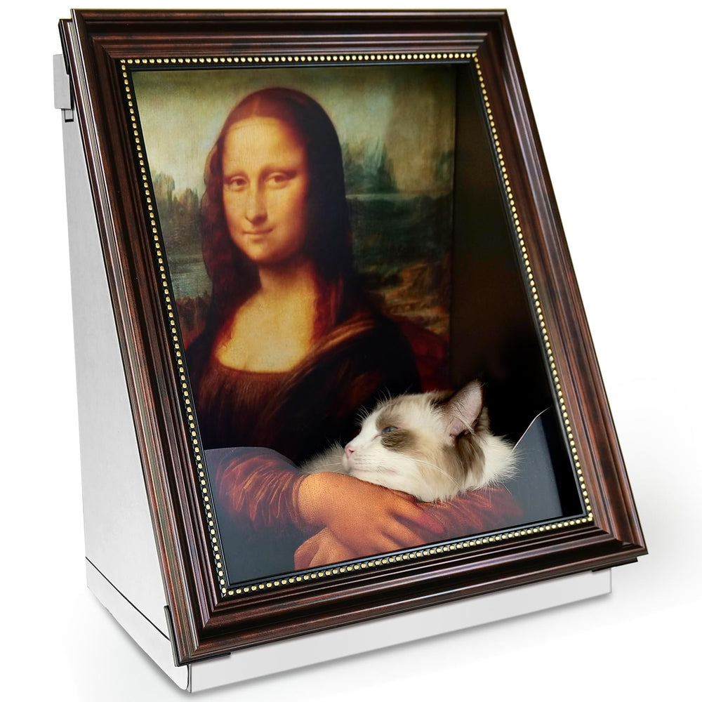 Seyõssbe Mona Lisa cat bed front view—cozy semi-enclosed space for peaceful naps.