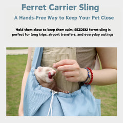 SEZDEKI Ferret Sling Carrier zipper-opening enables easy pet access.