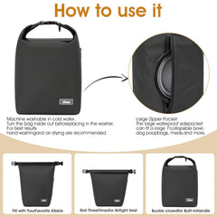 SFIUYDS dog food travel bag side pocket for bowls and essentials.