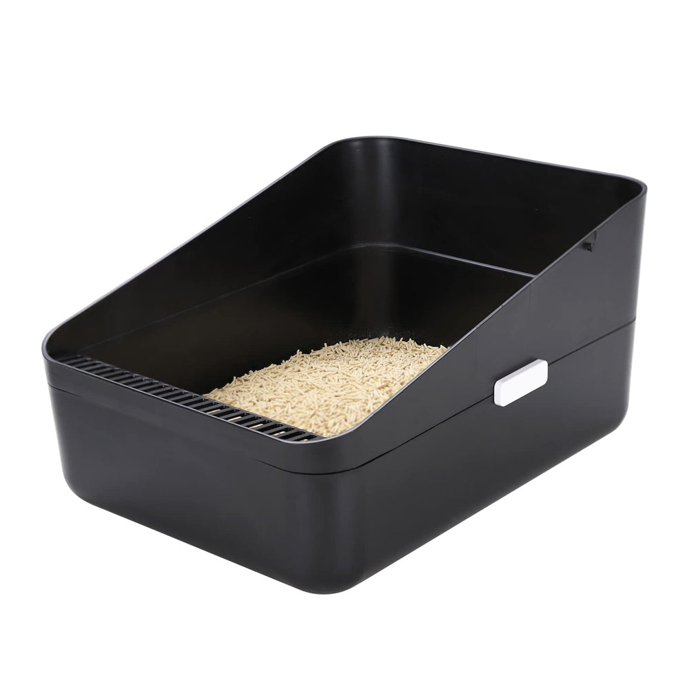 Sfozstra open-top litter box angled view emphasizes high sides for mess control.