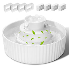SgurFin ceramic cat fountain front view shows easy-clean porcelain surface for pet hygiene.