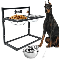SHAINFUN elevated feeder stand side view for large breeds, ergonomic setup