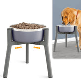 SHAINFUN grey metal stand with three-legged base for wobble-free meals