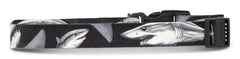 Shaka's Salty Paws fish-print collar for outdoor play and swimming