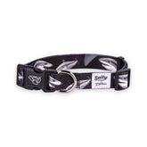 Shaka's Salty Paws floral collar on a dog for beach-ready style and durability