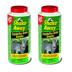 Shake-Away coyote-fox urine granules 28.5 oz 2-pack deter cats with predator cues