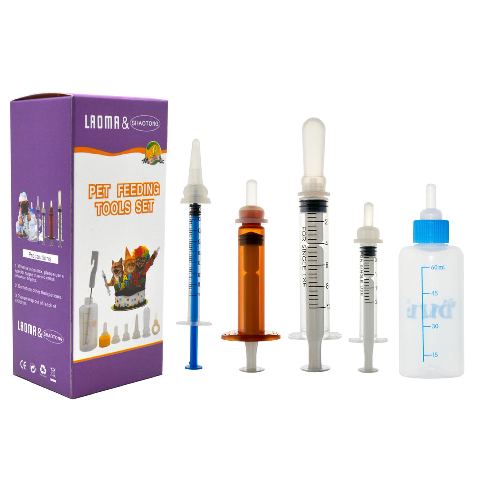 SHAOTONG kitten bottle set with flexible nipple for hand-feeding kittens.