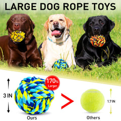 SHARLOVY rope ball close-up highlights safety with no plastic pieces for curious puppies