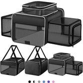 SHARLOVY top-side expandable pet carrier expanding space for comfortable travel.