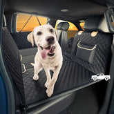 SHARLOVY XL back seat extender front view shows wide coverage for comfortable dog rides.