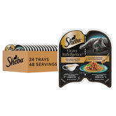 Sheba Gravy Indulgence chicken entree with extra gravy in serving dish for cats