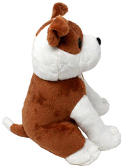 Shelter Pets Tillman plush side view highlights lifelike brown and white markings
