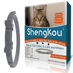 ShengKou cat collar close-up with plant oils for pest protection during play.