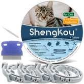ShengKou flea and tick collar 4-pack packaging showcases safe, natural protection for cats.
