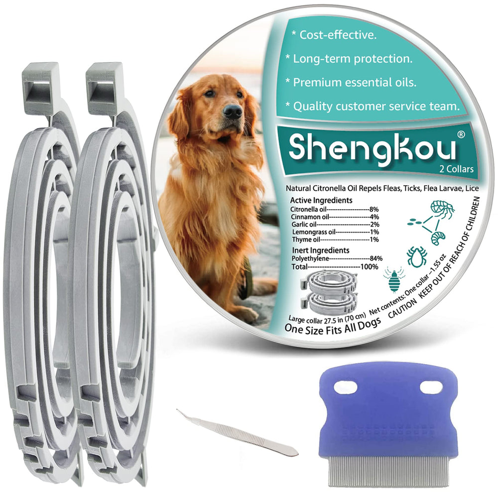 ShengKou flea collar on a large dog for pest protection outdoors