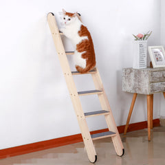SHENGOCASE cat ladder with multiple levels gives cats room to lounge and observe.
