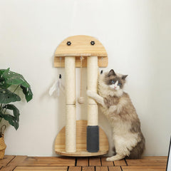 SHENGOCASE natural wood scratching post for wall use encourages healthy scratching and stretching.