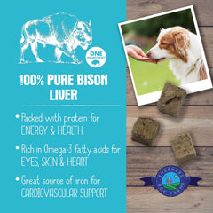 Close-up of Shepherd Boy Farms bison liver treats, ideal for training rewards.