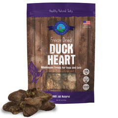 Shepherd Boy Farms packaging for freeze-dried duck heart treats—single-ingredient USA snack.