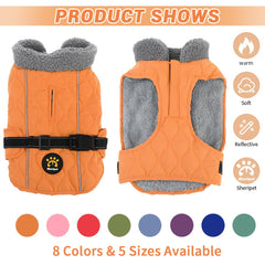 Sheripet dog coat adjustable buckle demonstrates easy-on secure closure for cold walks