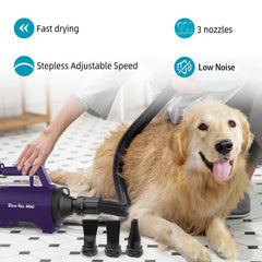 Shernbao dog dryer high velocity nozzle-attachments provide focused airflow for precise grooming