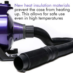 SHD2600P side hose attachment enables flexible reach during grooming.