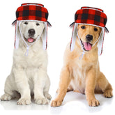 Sherr Christmas dog hat plaid earmuffs closeup keeps ears warm during winter walks