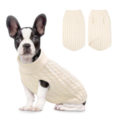 SHIAOMIN warm dog turtleneck sweater front view shows cozy knit warmth for small dogs