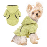Shifenmei dog sweater hoodie green xxs front view for warm walks.